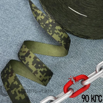 Стропа (лента окантовочная) КМФ п/э Ш-22 мм, 6,4 гр/м пиксель зеленый 